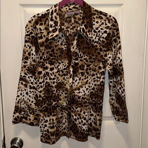 Laura Scott Leopard Blouse SZ XL- fits like M